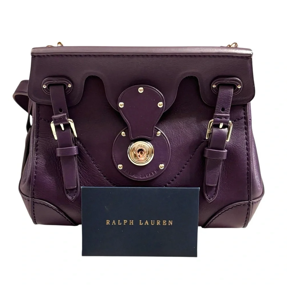 Ralph Lauren Mini Ricky Satchel | Purple Leather | Silver Hardware